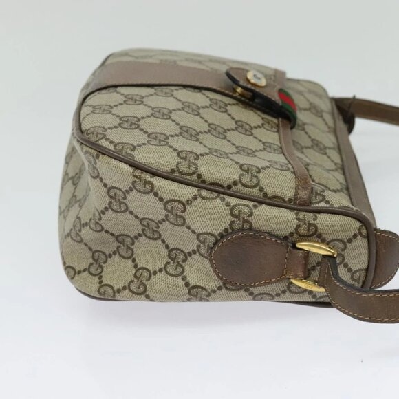 GUCCI GG Supreme Web Sherry Line Shoulder Bag PVC Beige Gold Red Auth ep9570 - Picture 5 of 15